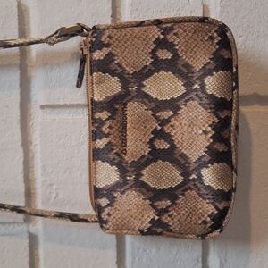 Liz Claiborne Brown Tan Black Snakeprint Shoulder Bag. NWOT